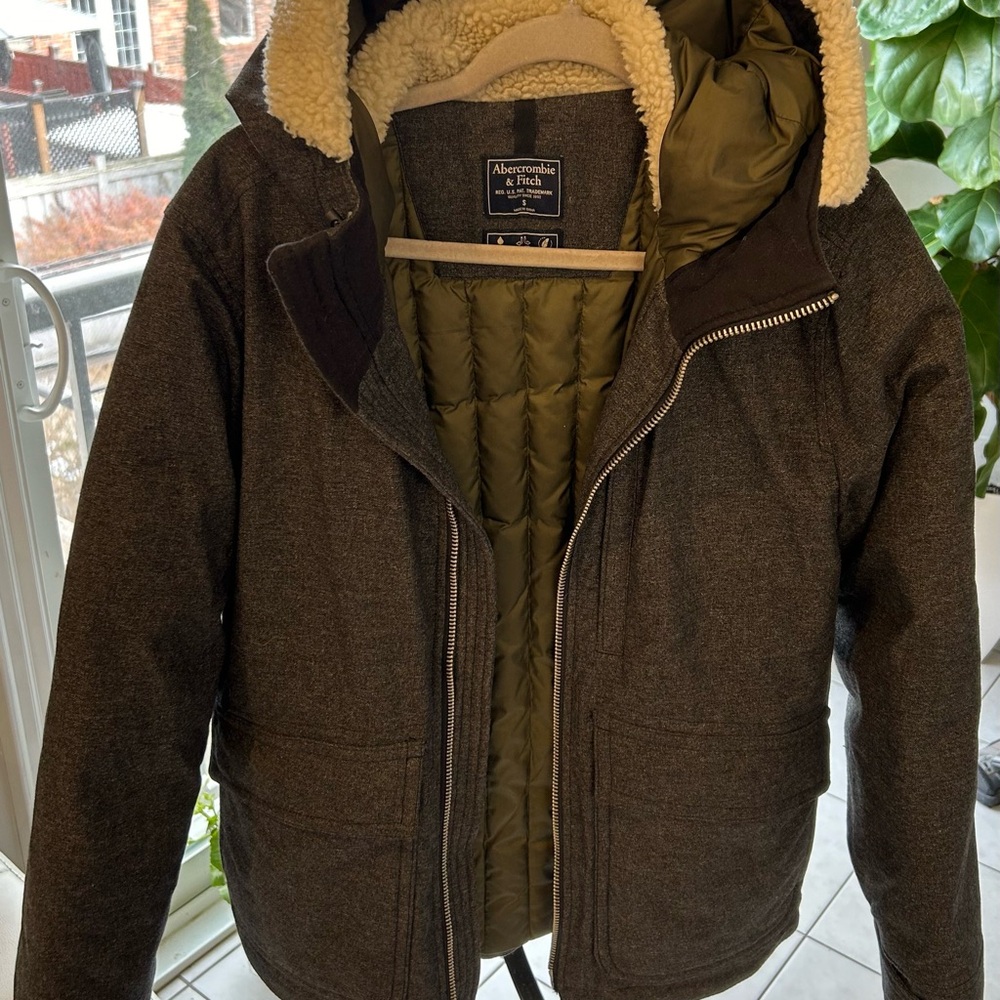 Abercrombie & Fitch Charcoal Jacket with Fleece Lining